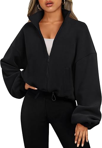 Automet Cropped Workout Jacket with Thumbholes